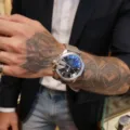 Men's large dial chronograph watch with leather strap and cool street style design. - Gray Strap Silver Case Black Face