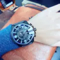 Oversized men's quartz watch with black big dial for business and fashion style SKU. - Black Band Black Case White Font