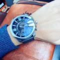 Oversized dial men quartz watch with black leather strap, stylish business casual timepiece for men. - Black Strap Silver Case Black Face