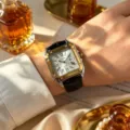 Women Men Square Quartz Watch Two-Tone Bezel Black Leather Strap Minimalist Chic - Black Leather Two-Tone Gold White Dial