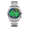 FENSIR Men's Stainless Steel Quartz Watch Green Dial Dual Calendar Large Wristwatch - Stainless Steel Green Dial