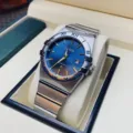 ZNIDS Quarzuhr mit blauem Zifferblatt roemische Ziffern Stahlarmband Luxus Geschenk - Herren / Silbergehäuse Blaues Zifferblatt