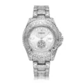 Men's vintage engraved quartz watch with rotating bezel, calendar, and luminous waterproof design. - White Steel White