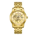 Men's Automatic Mechanical Skeleton Watch Gold Luxury Stainless Steel Casual Wristwatch - Gold Steel Gold Dial