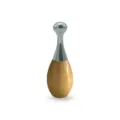 Stainless steel facial scraping massage tool with wooden base for eye and face care. - Sleek Waist Shape (Without Gift Box)