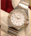 Fashion women's luxury wristwatch with rhinestone bezel and stainless steel bracelet. - Fireworks Face (Upgraded)