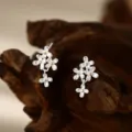 Silberne Blumen Ohrstecker, süßer Wald-Stil S999 Silber Nadel Ohrringe Variante neu. - Blume Gerade Nadel Ohrstecker (Silber und Gold)