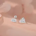 S999 Sterling Silber Süße Katze Ohrstecker Zirkonia Schraubverschluss Ohrringe Damen - Schraubverschluss / Silber