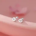 S999 Silber Herz Zirkon Ohrstecker Rosa Variante - Zarter Knorpel Ohrschmuck Piercing - Weißes Herz Zirkonia Schraubverschluss / 990 Silber / Silber