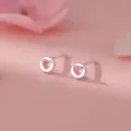 S999 Sterlingsilber rosa Herz Zirkon Ohrstecker, minimalistischer eleganter Ohrschmuck. - Rosa Herz Zirkonia Gerader Stift / 990 Silber / Silber