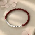 Zinnober Silber Reisperlen Armband Rot und Silber Variante für den täglichen eleganten Stil - 990 Silber / Silber