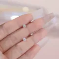 S999 Sterling Silber Zirkon Ohrringe Minimalistische Schraubverschluss Piercing Schmuck - 3mm / Weißgold