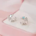 Orecchini coda di sirena stella marina in argento, gioielli carini zirconi da donna. - 990 Silver / Oro bianco