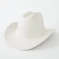 Close-up detail view of the shimmering white sequin cowboy hat texture and wide brim design. - M (56-58cm) / White