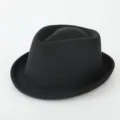 Κλασικό μαύρο καπέλο φίλτρου fedora με μικρό γείσο, βρετανικό ρετρό στυλ μόδας. - M (56-58cm) / Μαύρο
