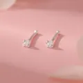 S999 Sterling Silber Zirkonia Minimalistische Ohrstecker für Alltag und Ohrpiercing - Weißer Zirkonia--Silber