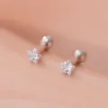 Echtsilber Stern Zirkonia Schraubverschluss Ohrstecker süßer und feiner Damenschmuck - 990 Silber / 3mm / Weißgold