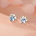 Echtsilber Katzenpfote Herz Zirkonia Ohrstecker süß niedlich Luxus Stil Alltags Ohrschmuck - 990 Silber / Blau