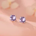 Superbes boucles d'oreilles clous en zircon violet et argent, idéal pour tous les jours. - Argent 990 / Violet