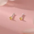 Zilveren oorknopjes met gele zirkonia, delicate en minimalistische sieraden cadeau. - Gele Zirconia--Zilver