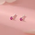 S999 zilver roze zirkoon kleine oorstekers prachtige kraakbeen piercing sieraden leuk. - Rozerode Zirconia--Zilver