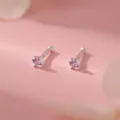 S999 zilver roze zirkoon oorknopjes klein delicaat kraakbeen piercing sieraden - Paarse Zirconia--Zilver