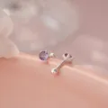 S999 Silber Lila Zirkon Drachenklaue Ohrstecker Süße Mode Piercing Schmuck Top Neu - Drachenkralle Lila Stil / Silber