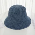 Cappello a secchiello in paglia di carta intrecciata a mano stile giapponese estivo blu scuro. - M（56-58cm） / Blu navy