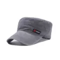 Dettaglio berretto piatto lavato grigio, vista etichetta laterale cappello militare. - Regolabile / Grigio