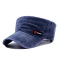 Berretto militare piatto in denim lavato da uomo, cappello parasole casual, stile vintage. - Regolabile / Blu navy