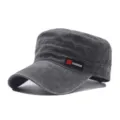 Cappello piatto uomo in cotone lavato stile militare casual protezione solare estiva - Regolabile / Verde militare