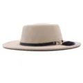 Beige Schlapphut mit schwarzem Lederband und eleganter Quaste für Damen im Winter. - M / 56-58cm / Beige