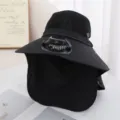 Detailansicht schwarzer Solar-Lüfter-Sonnenhut, USB wiederaufladbarer Sonnenschutzhut im Freien. - Schwarz / Laden 300MA (Ohne Solar)