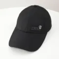 Black baseball cap with embroidered text, casual sun protection outdoor sports hat for men and women. - Adjustable / Black