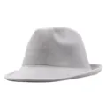 Grauer Wollfilz Fedora Hut für Damen und Herren, klassischer britischer Winterhut. - Hellgrau