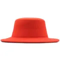 Eleganter roter Filzhut mit flacher Krone, stylischer Breiter-Krempe-Hut für Damen im Winter. - Kinder 52-54cm / Rot