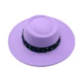 Lila Wollhut mit breiter Krempe und bunten Strasssteinen Detailaufnahme für Damen - Erwachsene (56-58cm) / Hellviolett