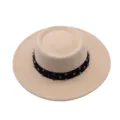 Flacher Wollfilz Fedora Hut Detail mit bunten Strass besetzten schwarzen Band im schicken Look. - Erwachsene (56-58cm) / Beige