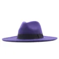 Lila breiter Krempe Fedora Hut fur Damen Herren Herbst Winter Wollfilz Jazz Kappe schwarz - Erwachsene 56-58cm / Lila