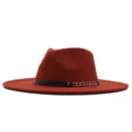 Breitkrämpiger Wollfilz Fedora Hut für Damen und Herren, klassische Retro Jazz Mütze. - M (56-58cm) / Karamellbraun