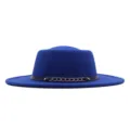 Blauer Wollfilz Fedora Hut Retro Flacher Oberer Jazzhut Damen Winter Mode Neu - M (56-58cm) / Saphirblau