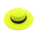Neon-gelber flacher Fedora-Hut mit bunten Strasssteinen fuer Damen Herbst Winter Mode - Erwachsene (56-58cm) / Neongelb