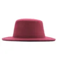 Damen Winter rote Wolle breite Krempe Jazz Hut elegante lässige flache Fedora Hut - Kinder 52-54cm / Burgunderrot