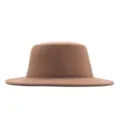 Damen brauner flacher Oberteil Wollfilz Hut Herbst Winter stilvolle Freizeit Jazz Fedora Hut - Hellbraun