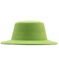 Grüner Woll-Fedora-Hut Detail, elegantes Design mit breiter Krempe für Damen Herbst. - Grün
