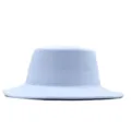 Hellblaue Wolle flacher Top Fedora Hut, elegante Damen breite Krempe Freizeit Winter Kopfbedeckung. - Hellblau