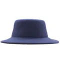 Dunkelblaue Woll Fedora Hut, elegante flache Oberseite Herbst Winter Damen Mode Hut. - Marineblau