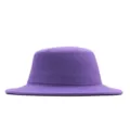 Lila Filz Jazzhut, eleganter flacher Hut mit breiter Krempe für Damen und Wintermode. - Dunkellila