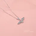 S925 Sterling Silber Zirkon Engel Flügel Halskette Damen Süß Zarte Schlüsselbein Kette Schmuck - 925er Silber / Weißgold