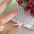 Echtsilber Perlen Geweih Halskette Zarte Schluesselbein Kette Schmuck Damen Geschenk - 925er Silber / Weißgold